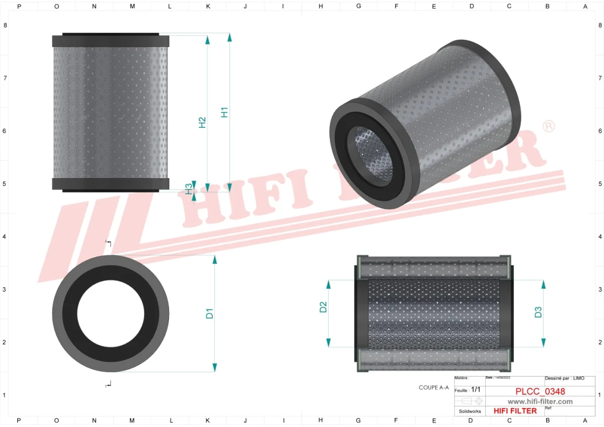 Rysunek techniczny Hifi Filter SN40141