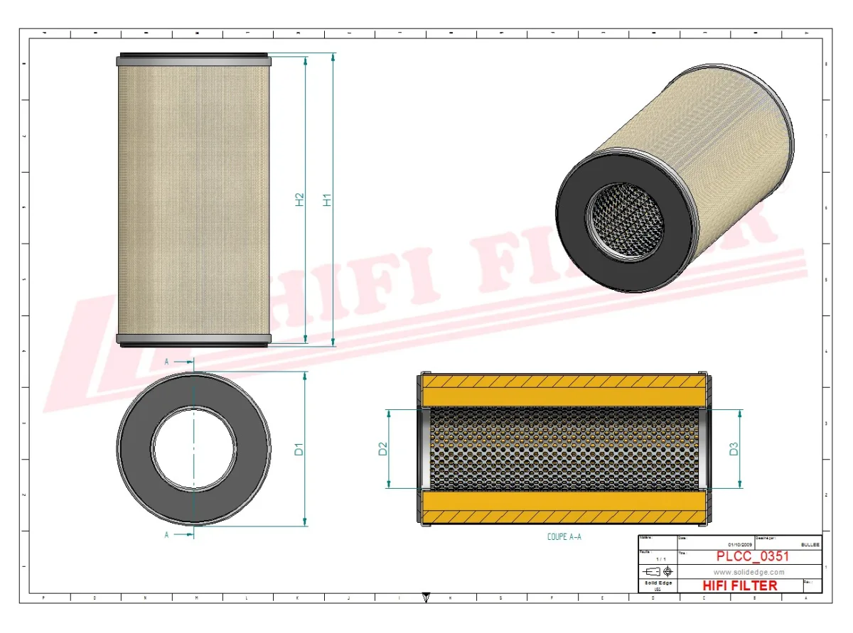 Rysunek techniczny Hifi Filter SN40212