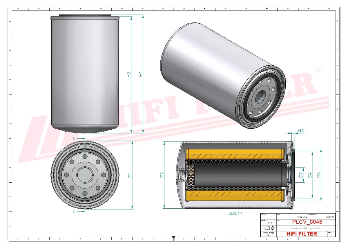 Rysunek techniczny Hifi Filter SN4036