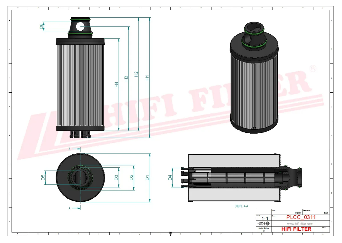 Rysunek techniczny Hifi Filter SN40387
