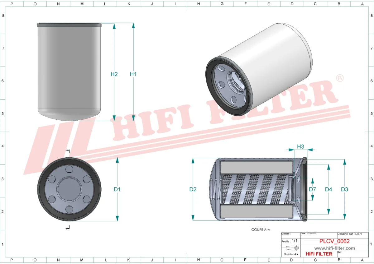 Rysunek techniczny Hifi Filter SN40516