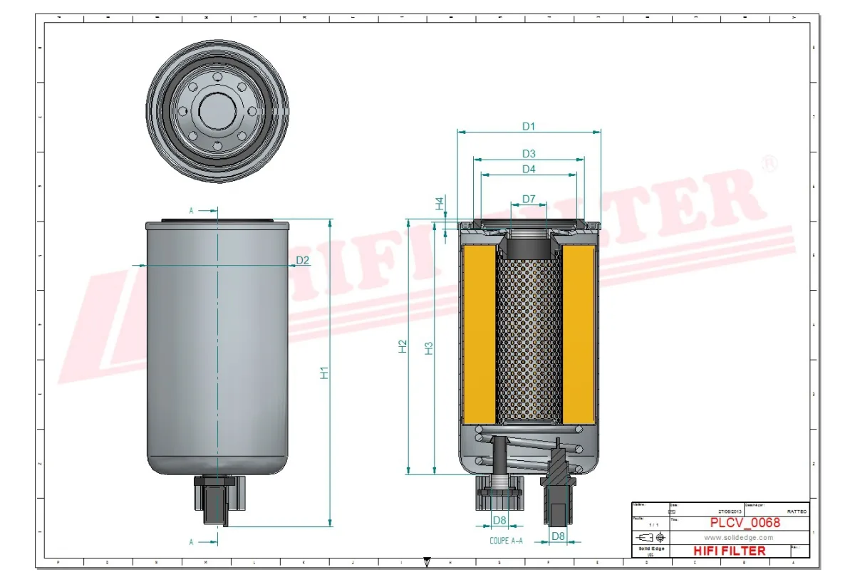 Rysunek techniczny Hifi Filter SN40547