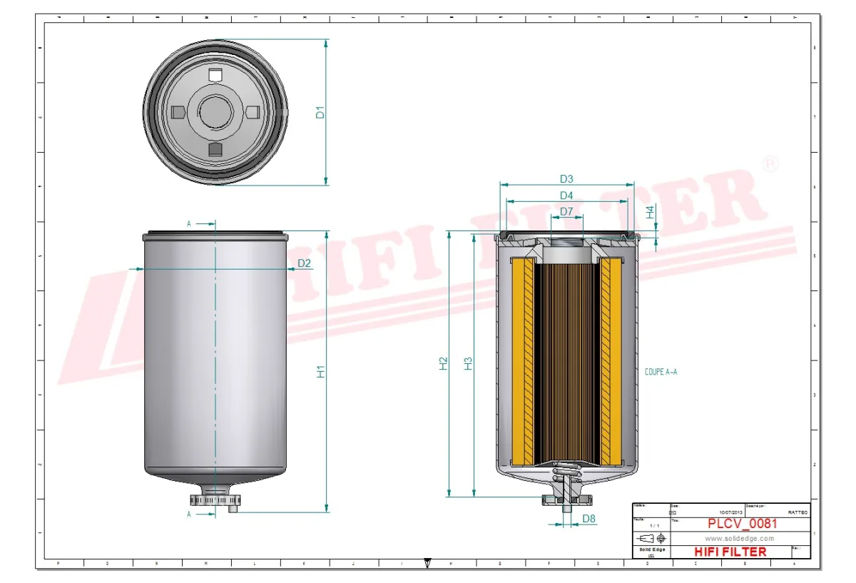 Rysunek techniczny Hifi Filter SN40564