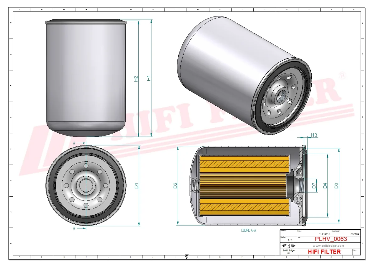 Rysunek techniczny Hifi Filter SN40624