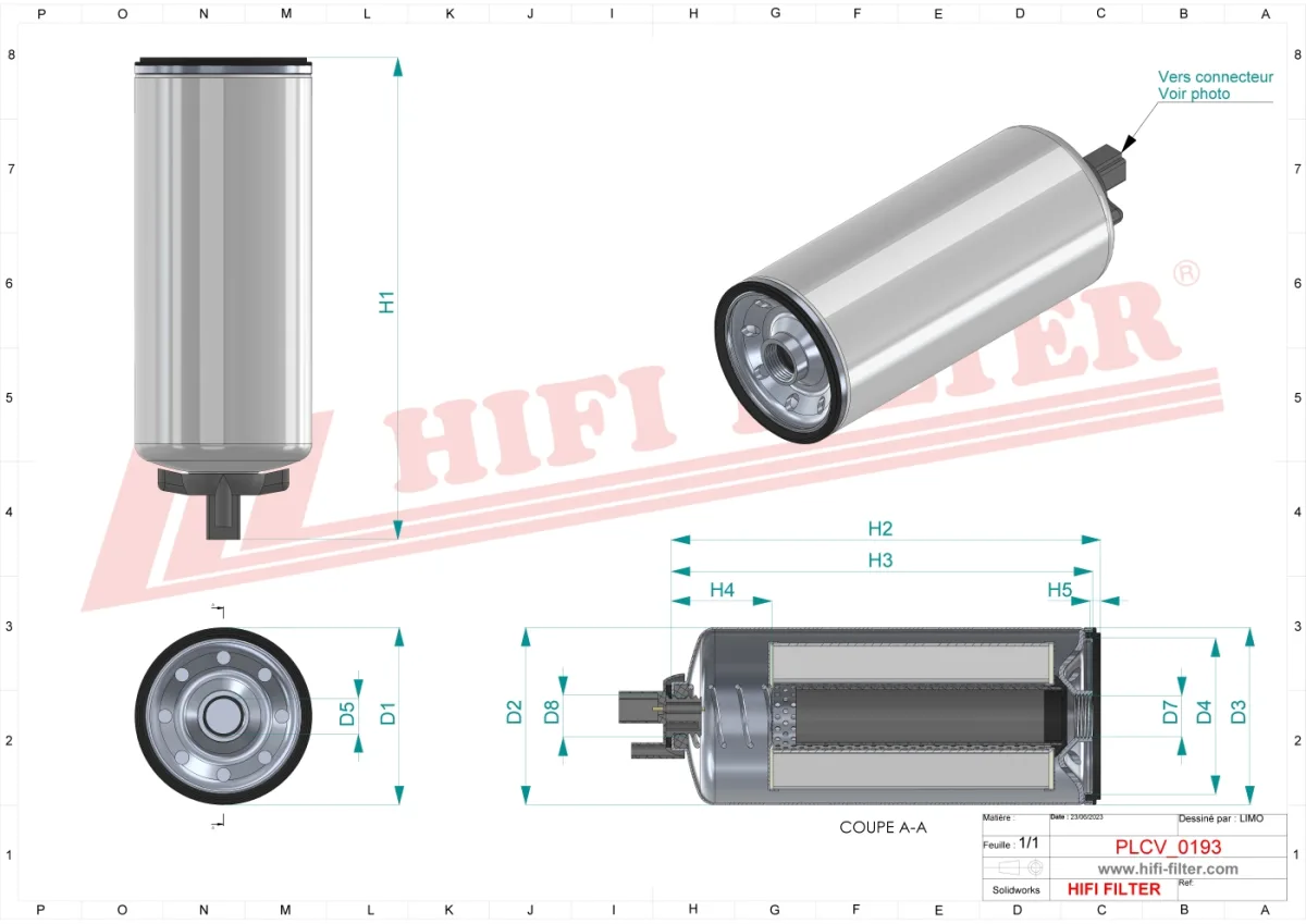 Rysunek techniczny Hifi Filter SN40625