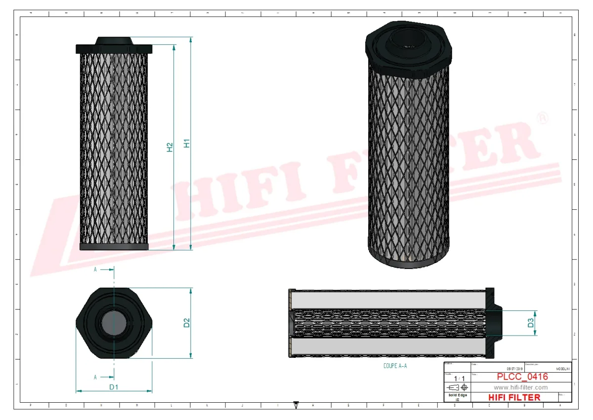 Rysunek techniczny Hifi Filter SN40653