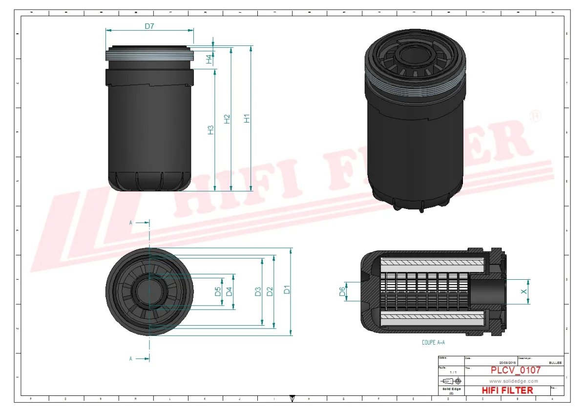Rysunek techniczny Hifi Filter SN40705
