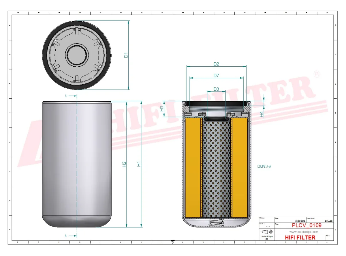 Rysunek techniczny Hifi Filter SN40707