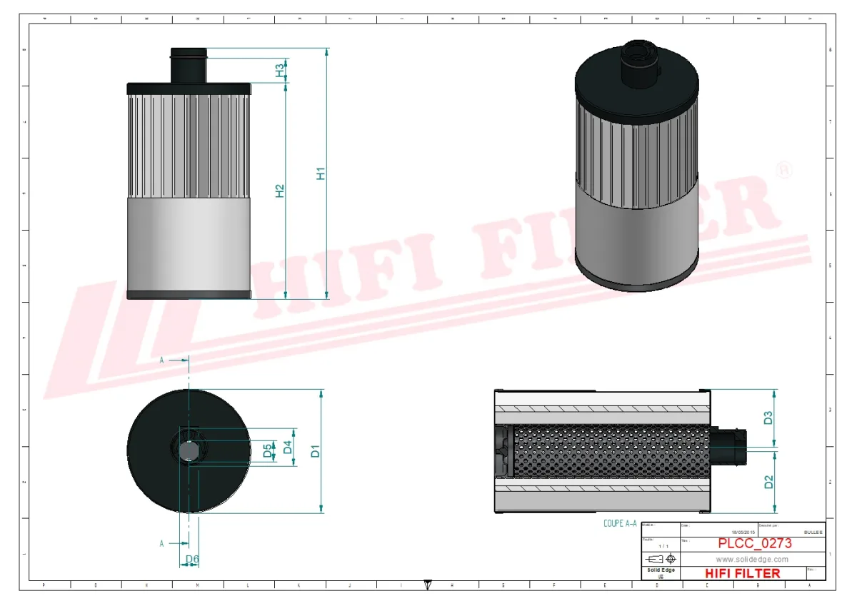 Rysunek techniczny Hifi Filter SN40721