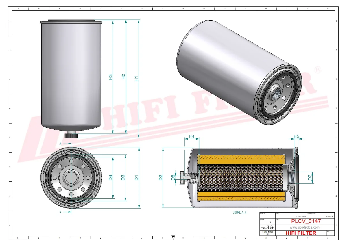 Rysunek techniczny Hifi Filter SN40748