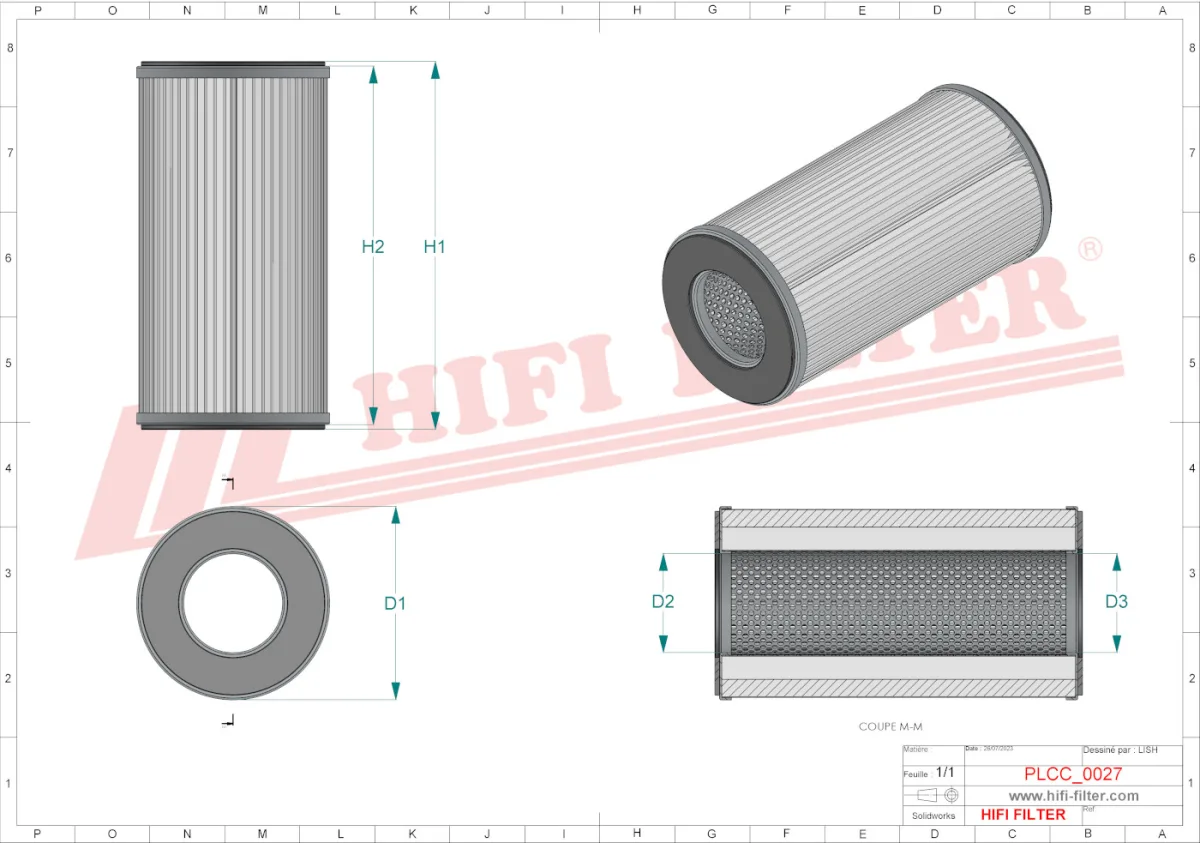 Rysunek techniczny Hifi Filter SN40860