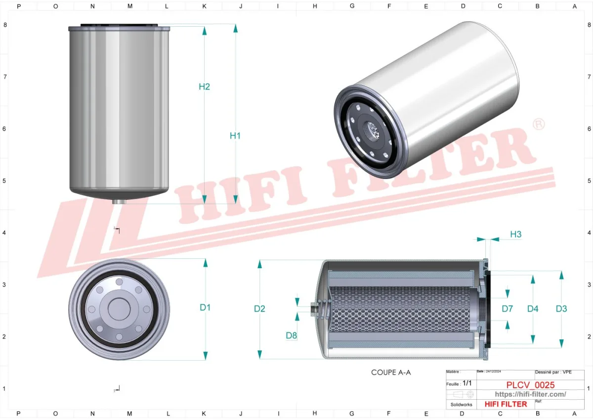 Rysunek techniczny Hifi Filter SN40894