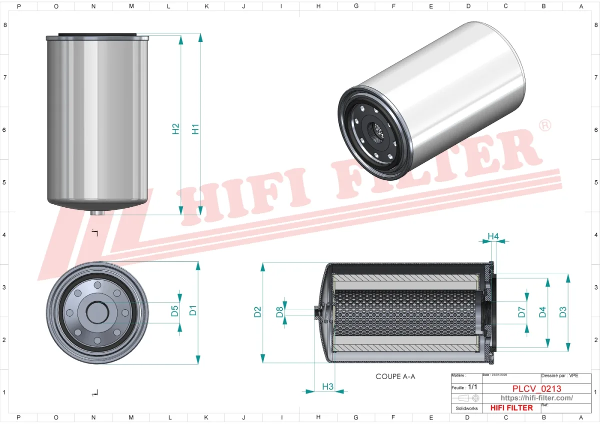 Rysunek techniczny Hifi Filter SN40921