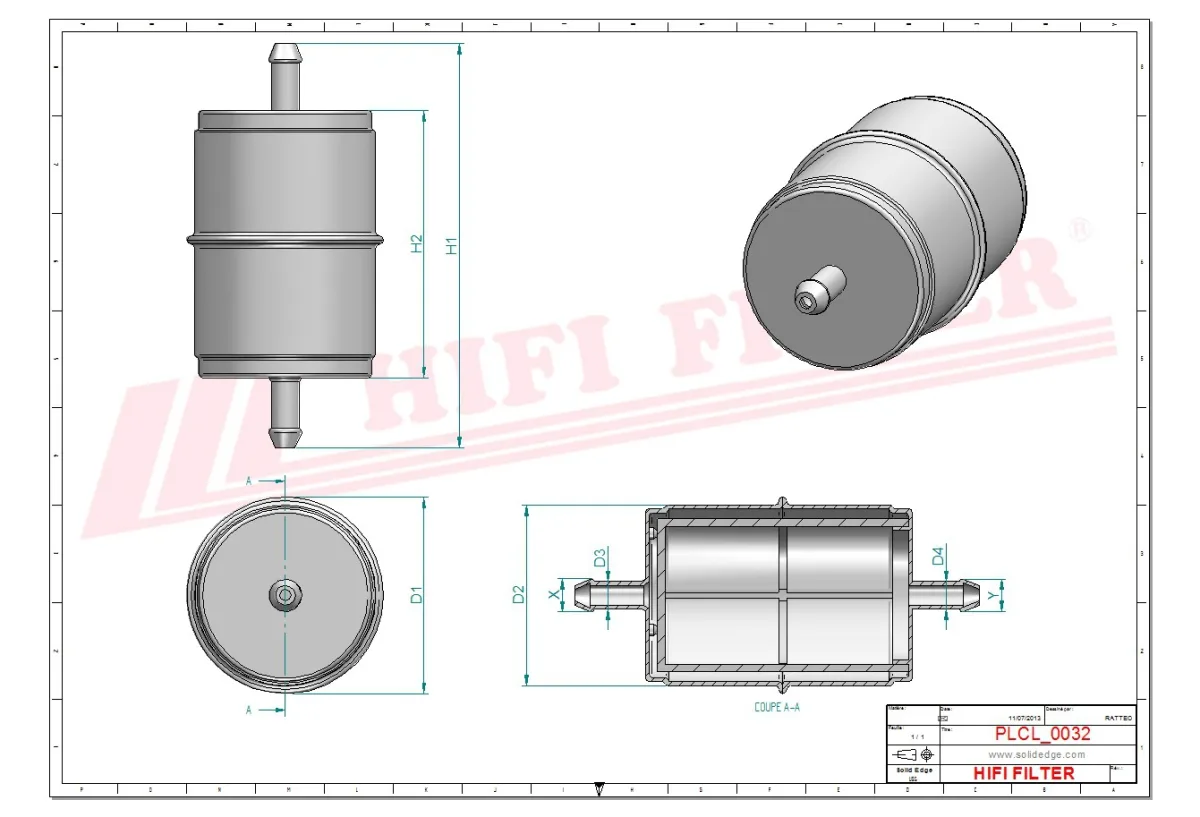 Rysunek techniczny Hifi Filter SN5079
