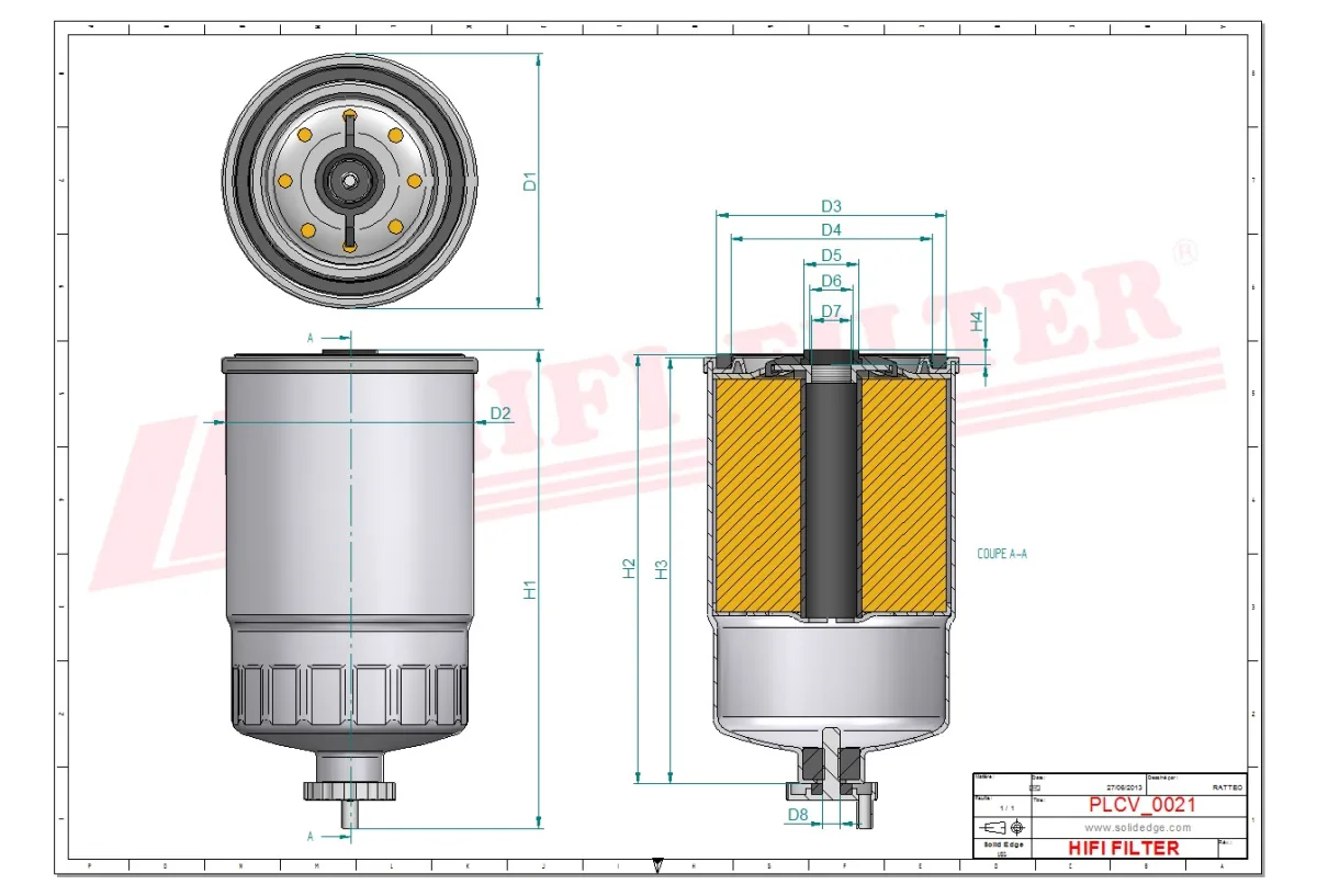 Rysunek techniczny Hifi Filter SN70103