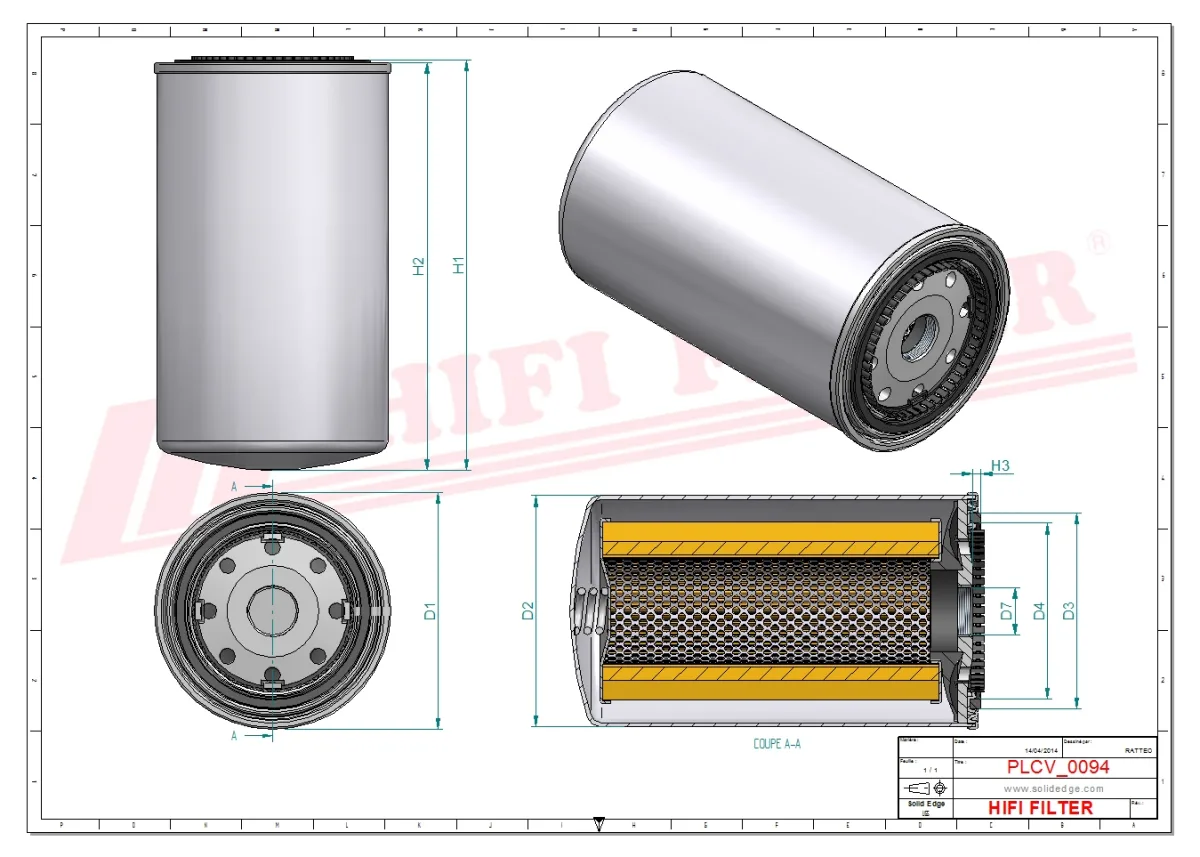 Rysunek techniczny Hifi Filter SN70167