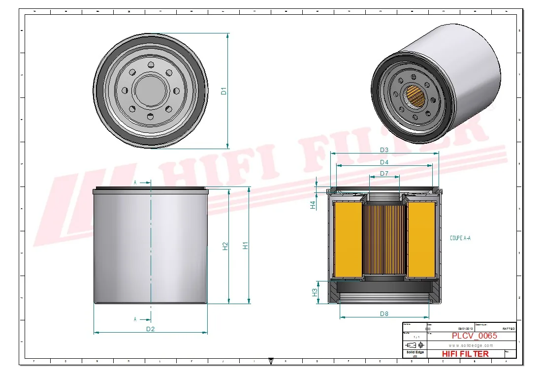 Rysunek techniczny Hifi Filter SN70207