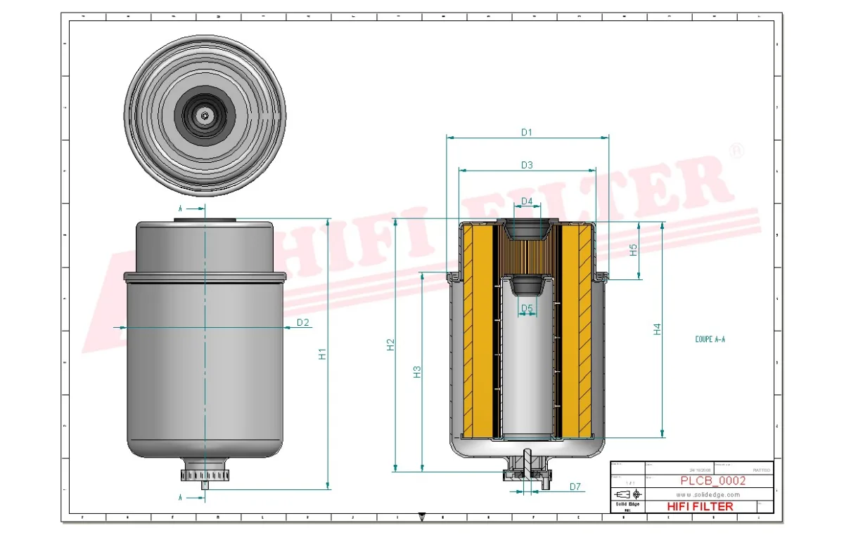 Rysunek techniczny Hifi Filter SN70209