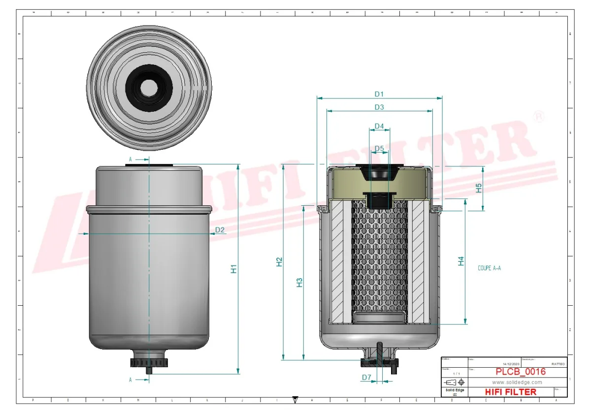 Rysunek techniczny Hifi Filter SN70319