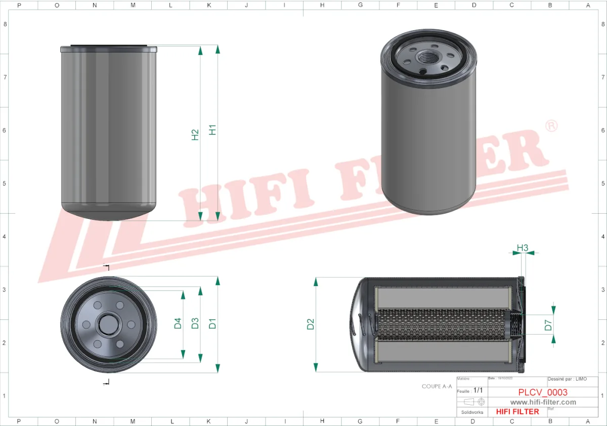 Rysunek techniczny Hifi Filter SN70328