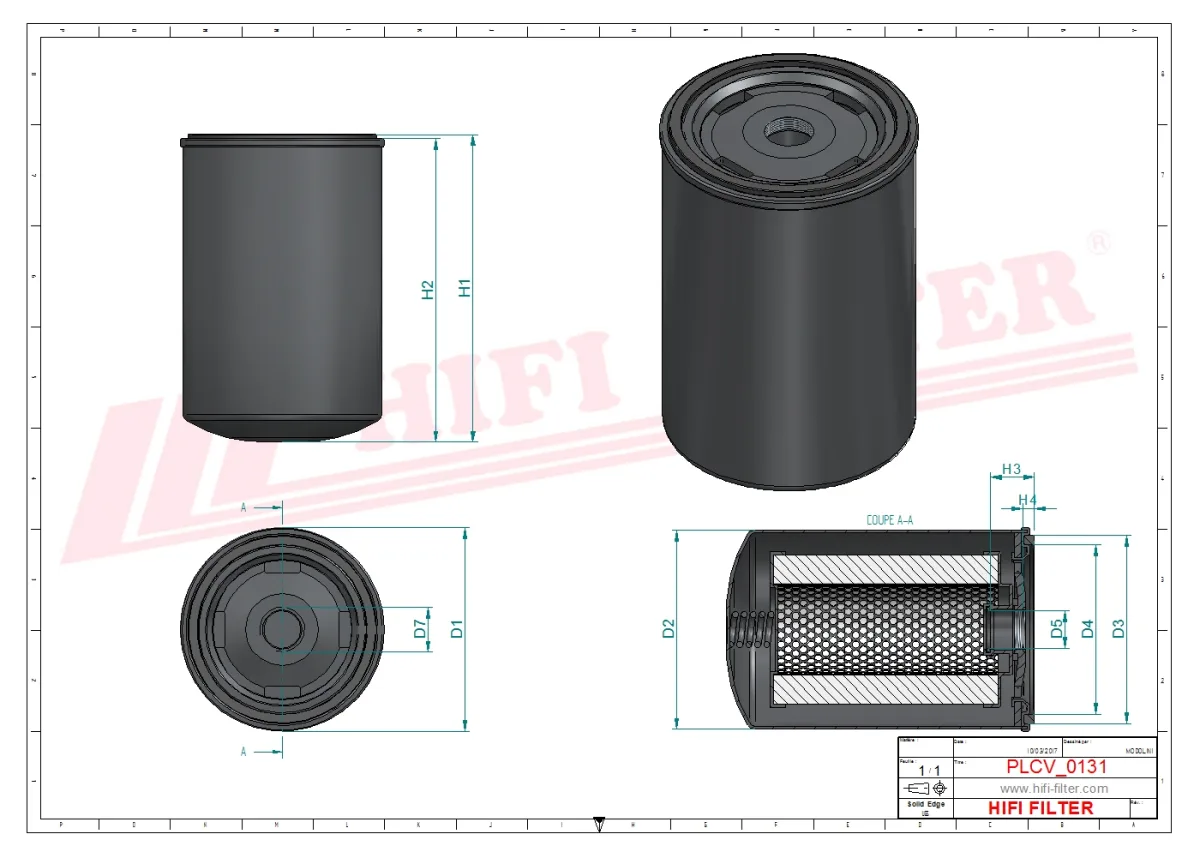 Rysunek techniczny Hifi Filter SN70398