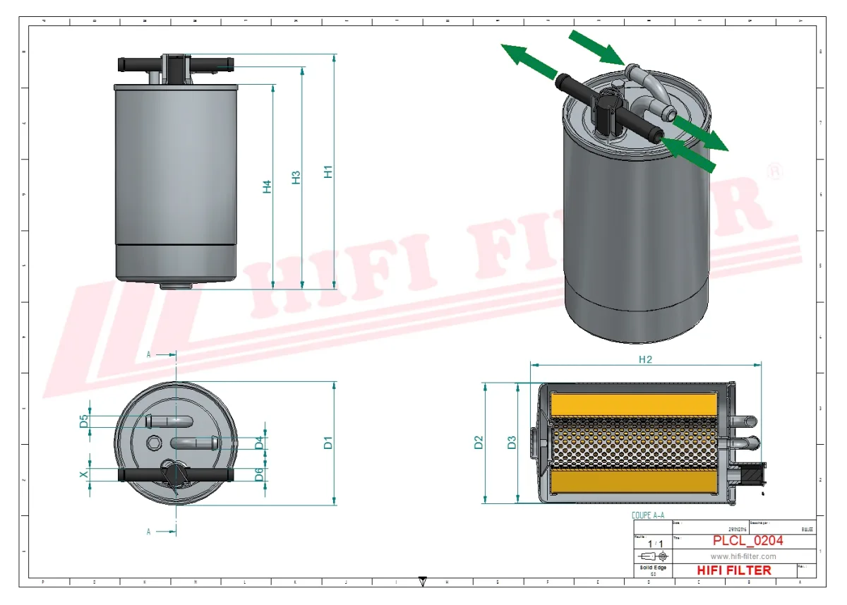 Rysunek techniczny Hifi Filter SN70400