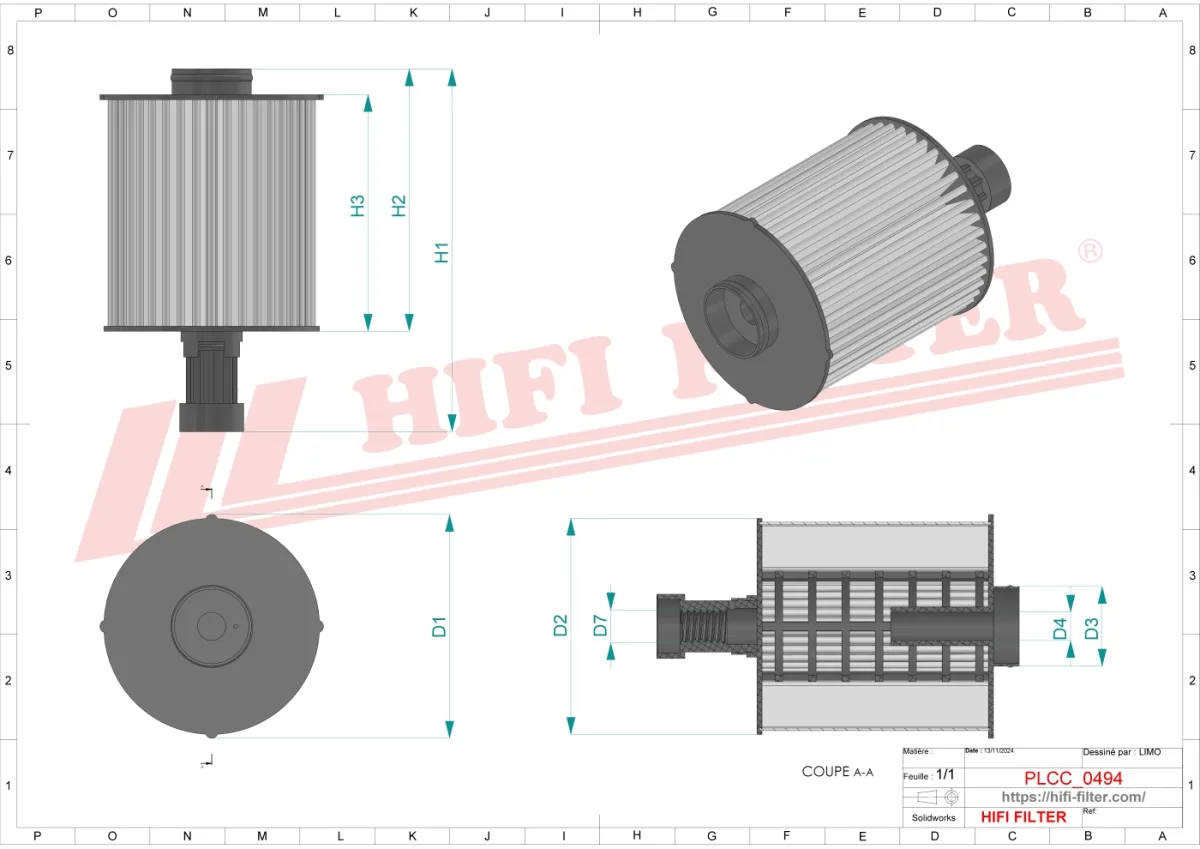 Rysunek techniczny Hifi Filter SN70401