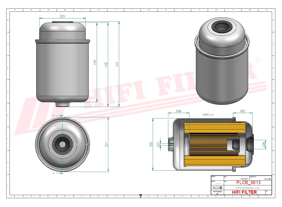 Rysunek techniczny Hifi Filter SN70405