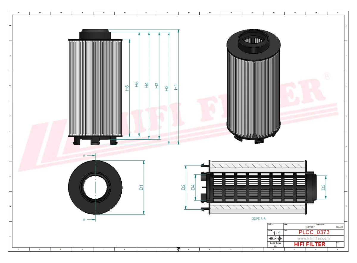 Rysunek techniczny Hifi Filter SN70415