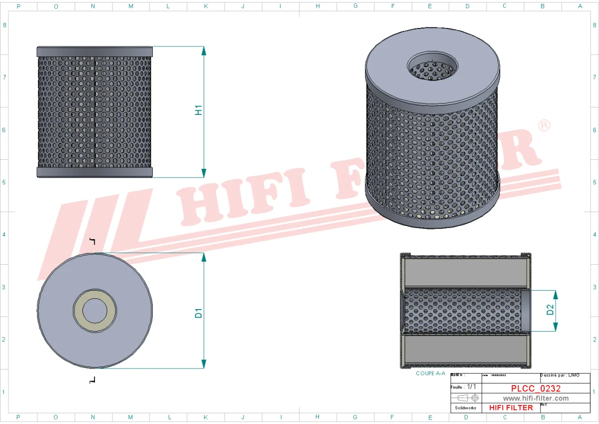 Rysunek techniczny Hifi Filter SN70435