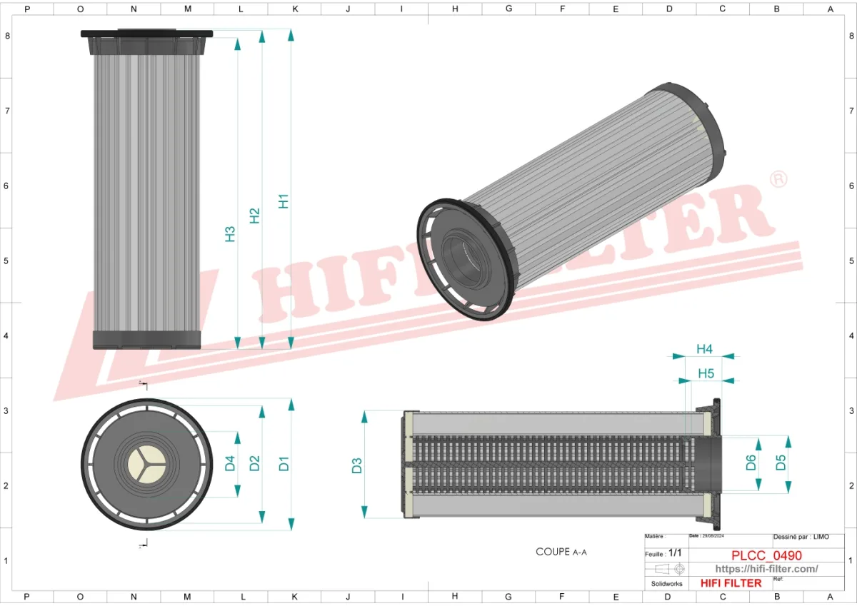 Rysunek techniczny Hifi Filter SN70544