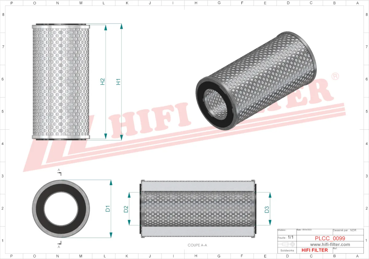 Rysunek techniczny Hifi Filter SN70547