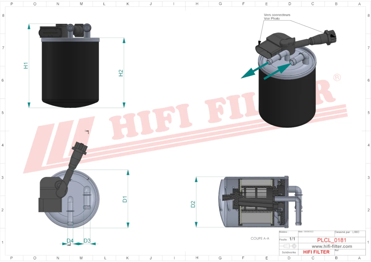 Rysunek techniczny Hifi Filter SN70557