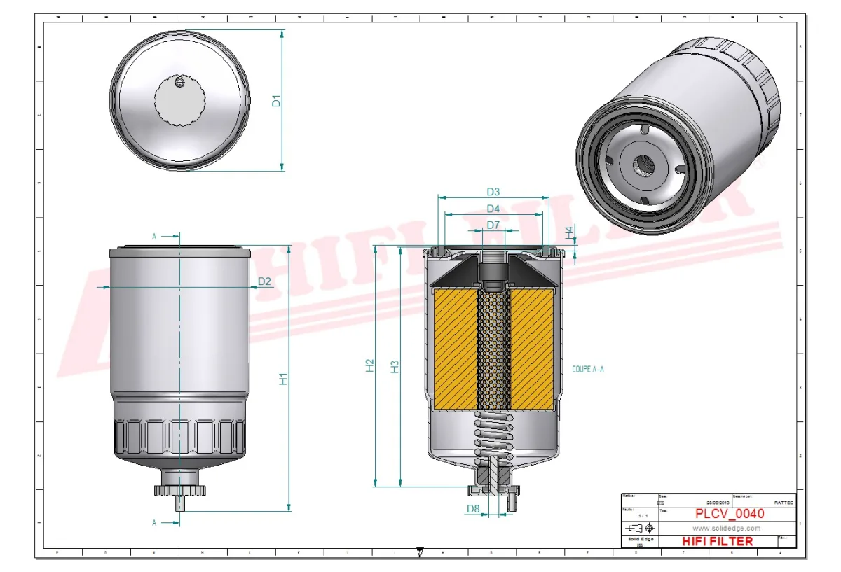 Rysunek techniczny Hifi Filter SN80124