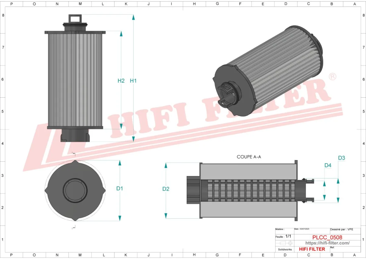 Rysunek techniczny Hifi Filter SN80126