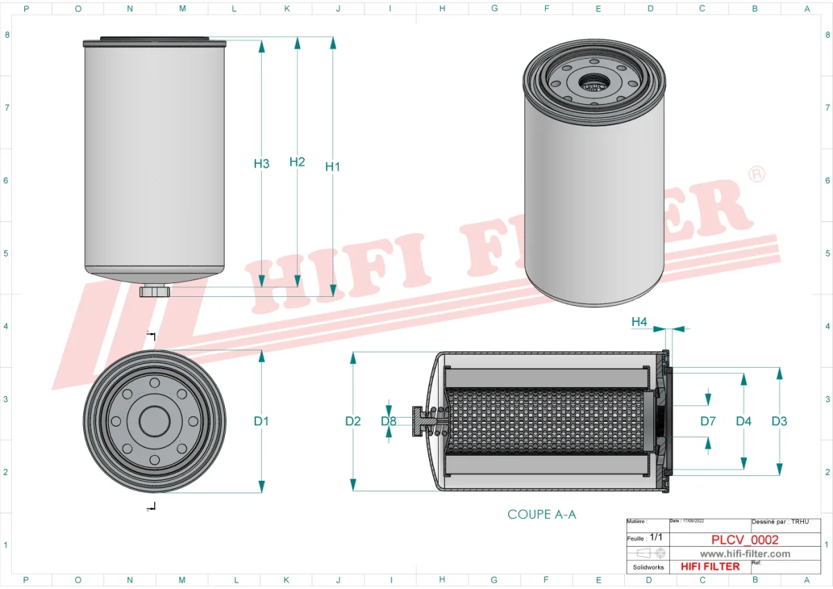 Rysunek techniczny Hifi Filter SN902630B