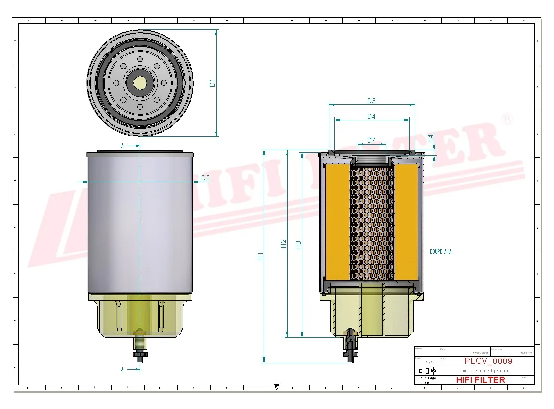 Rysunek techniczny Hifi Filter SN920602B