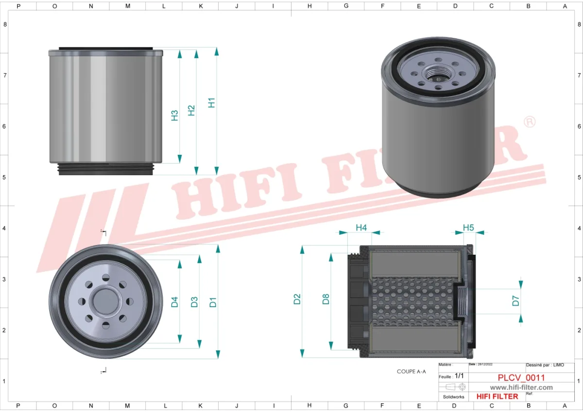 Rysunek techniczny Hifi Filter SN920802