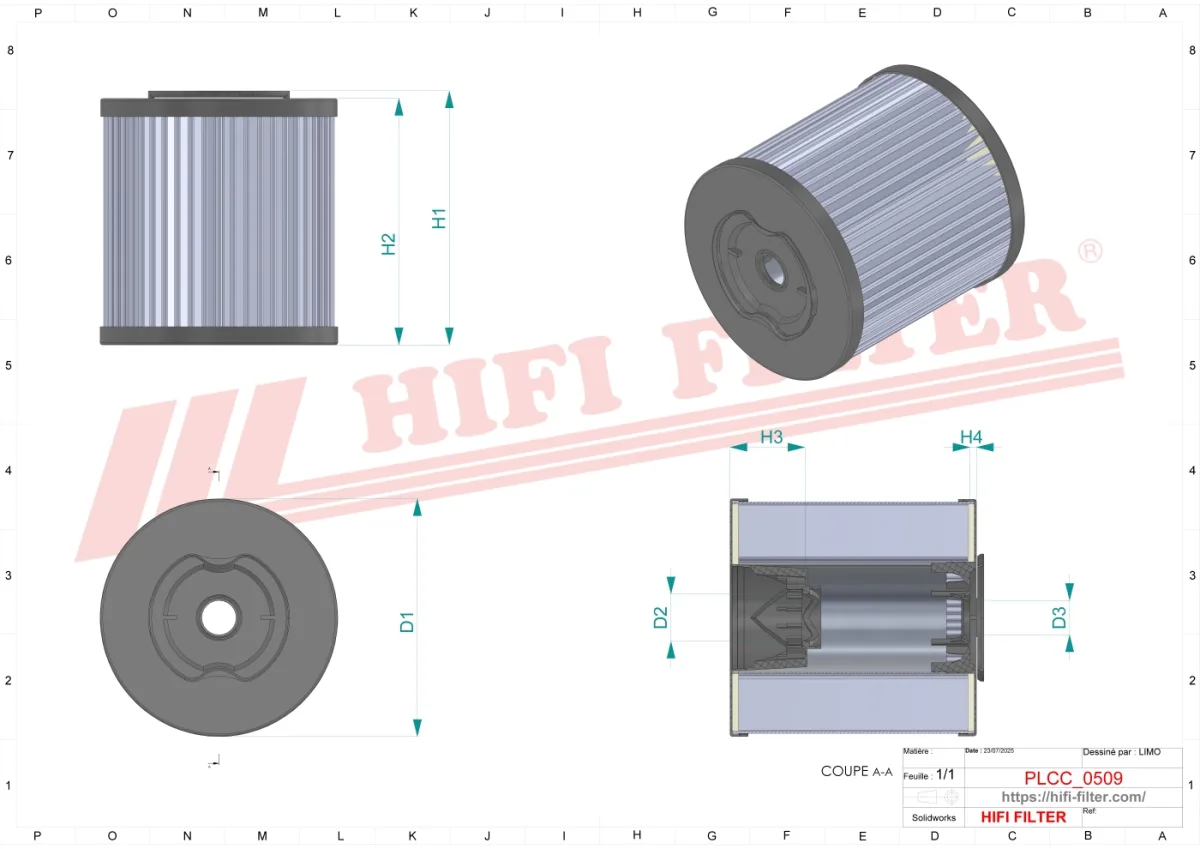 Rysunek techniczny Hifi Filter SN926410