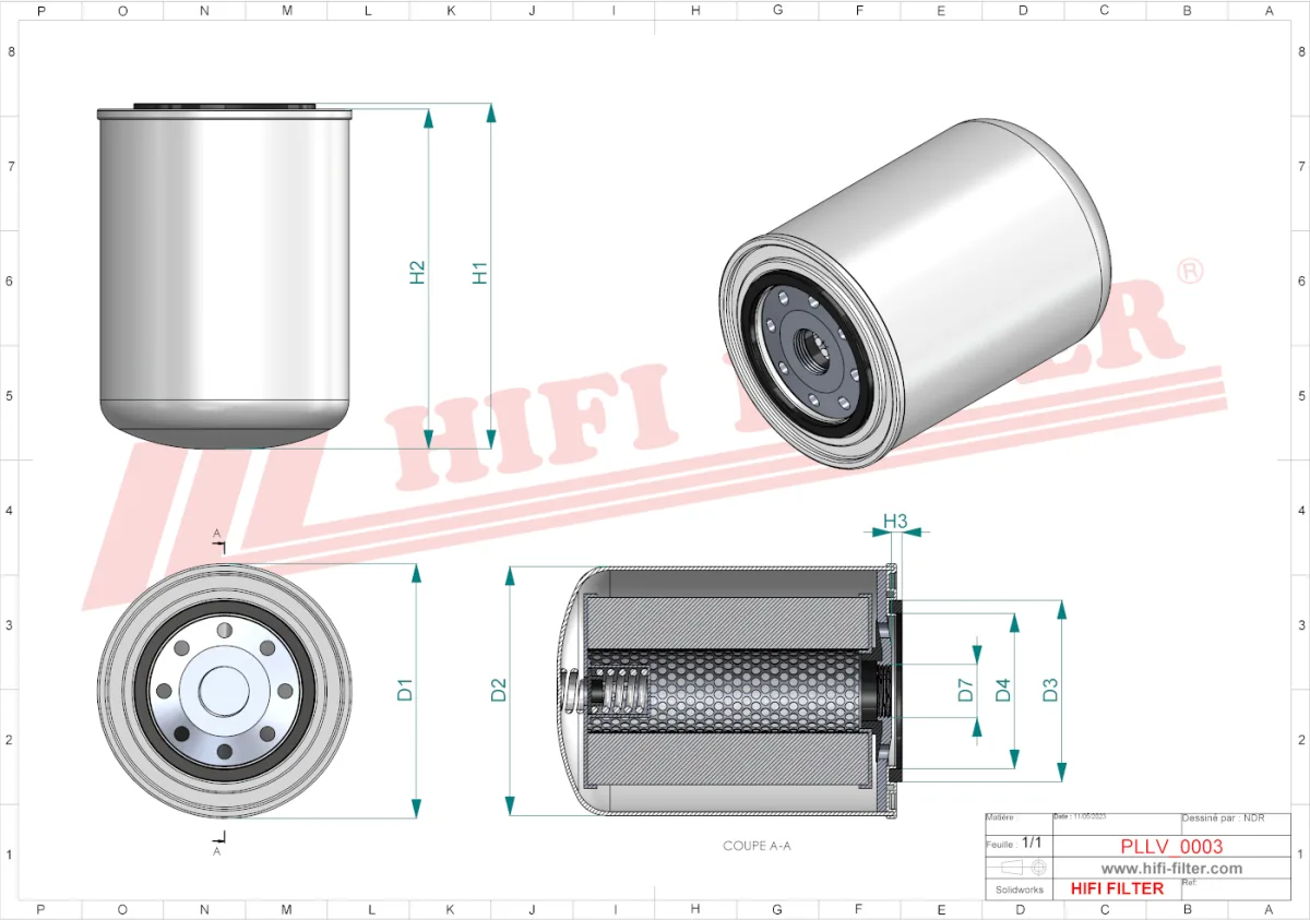 Rysunek techniczny Hifi Filter SO6253
