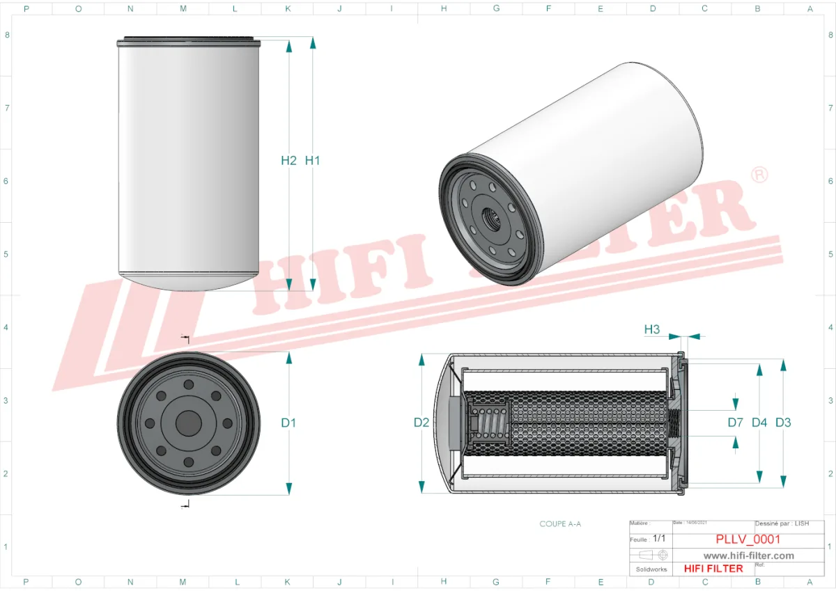 Rysunek techniczny Hifi Filter T1636
