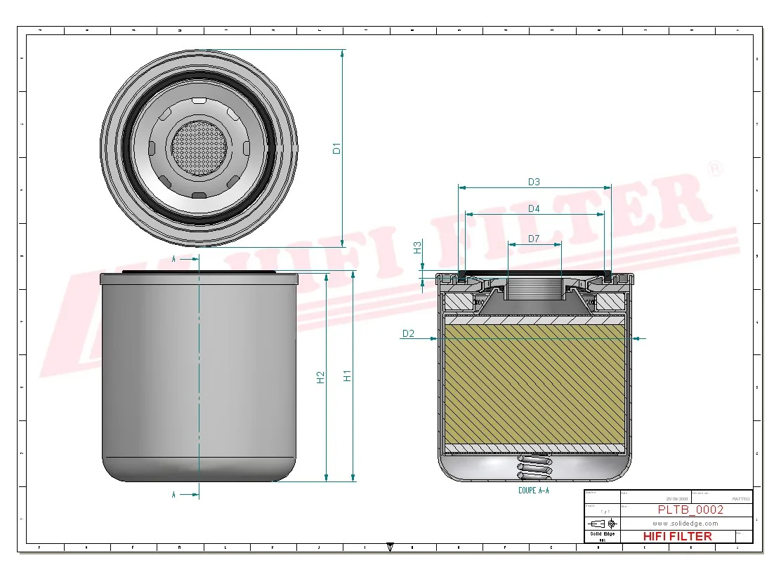 Rysunek techniczny Hifi Filter TB1374T