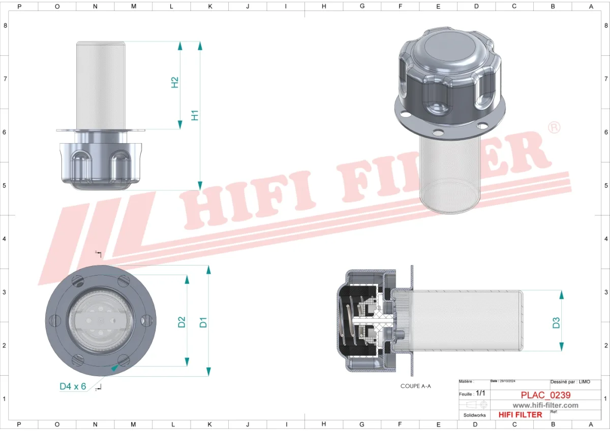 Rysunek techniczny Hifi Filter TCO501/V