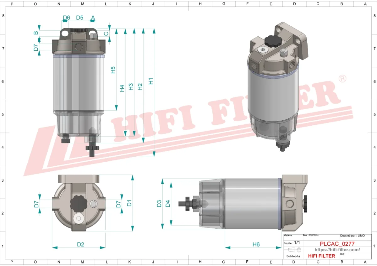 Rysunek techniczny Hifi Filter Y230R30MTC