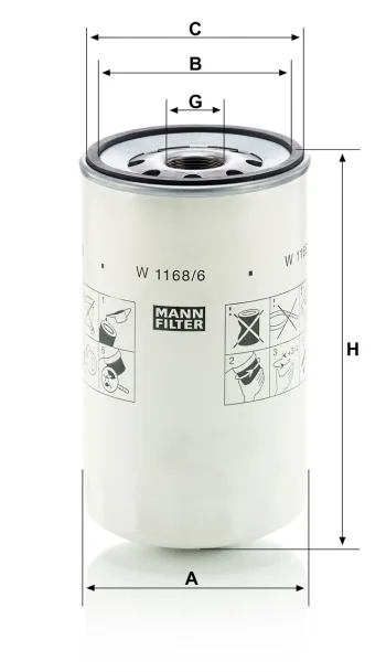 Filtr oleju Mann Filter W1168/6 — zdjęcie 3