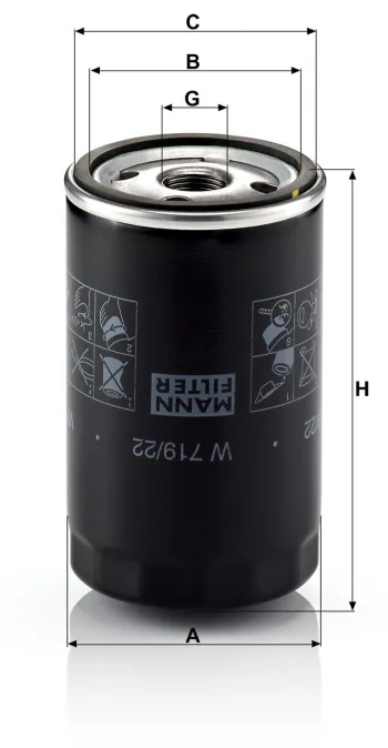 Filtr oleju Mann Filter W719/22 — zdjęcie 2