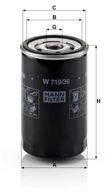 Filtr oleju Mann Filter W719/36 — zdjęcie 2