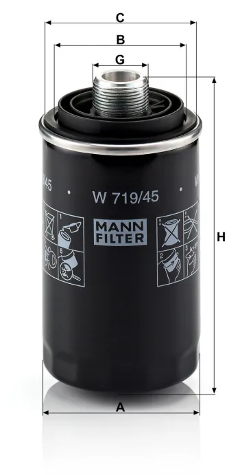 Filtr oleju Mann Filter W719/45 — zdjęcie 3